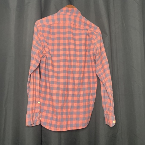 J Crew Flannel in Salmon & Blue check. - Picture 2 of 3